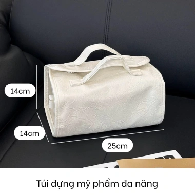 Túi đựng mỹ phẩm da đa ngăn gấp gọn, nhiều màu basic, tiện du lịch giá 85.000₫