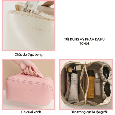 Túi Đựng Mỹ Phẩm Đồ Vệ Sinh Du Lịch Da HACHIKI Sức Chứa Lớn Tiện Dụng Nữ
