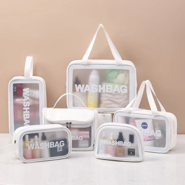 Túi đựng mỹ phẩm du lịch cá nhân trong suốt, washbag khóa kéo chống thấm nước