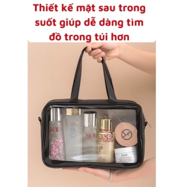 Túi đựng mỹ phẩm du lịch cá nhân trong suốt, washbag khóa kéo chống thấm nước