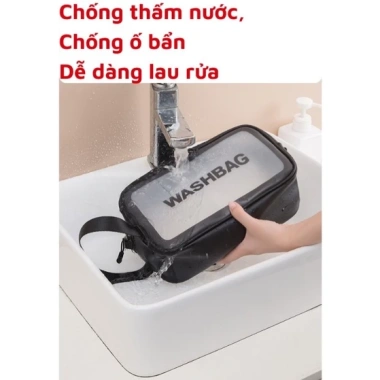 Túi đựng mỹ phẩm du lịch cá nhân trong suốt, washbag khóa kéo chống thấm nước
