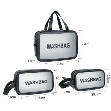 Túi đựng mỹ phẩm du lịch cá nhân trong suốt, washbag khóa kéo chống thấm nước