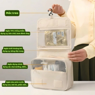 Túi Đựng Mỹ Phẩm Du Lịch Gấp Gọn, Nhiều Ngăn, Móc Treo - Giá 72.000 VNĐ