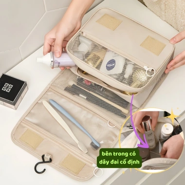 Túi Đựng Mỹ Phẩm Du Lịch Gấp Gọn, Nhiều Ngăn, Móc Treo - Giá 72.000 VNĐ