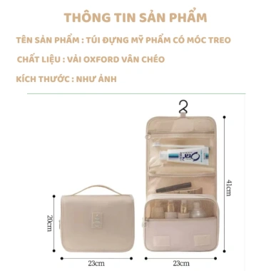 Túi Đựng Mỹ Phẩm Du Lịch Nhiều Ngăn, Gấp Gọn, Móc Treo, Oxford Chống Nước Tiện Lợi
