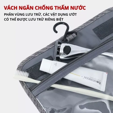 Túi Đựng Mỹ Phẩm Du Lịch Xách Tay Có Móc Treo Dung Tích Lớn, Ngăn Chia Tiện Lợi, Giá 69K