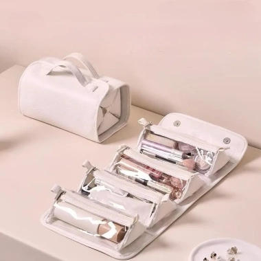 Túi Đựng Mỹ Phẩm Gấp Gọn Da Cao Cấp 5 Ngăn - Chống Thấm, Quai Xách, Dễ Mang - Giá Ưu Đãi 88k