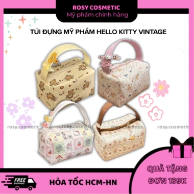 Túi Đựng Mỹ Phẩm Hello Kitty Nữ Chân Bông Nơ Dung Lớn, Dễ Thương Ngọt Ngào