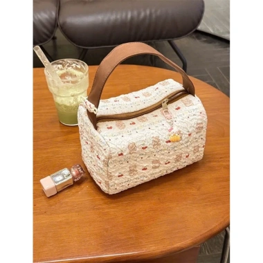 Túi Đựng Mỹ Phẩm Hello Kitty Nữ Chân Bông Nơ Dung Lớn, Dễ Thương Ngọt Ngào