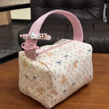 Túi Đựng Mỹ Phẩm Hello Kitty Nữ Chân Bông Nơ Dung Lớn, Dễ Thương Ngọt Ngào 7 Túi Đựng Mỹ Phẩm Hello Kitty Nữ Chân Bông Nơ Dung Lớn, Dễ Thương Ngọt Ngào 7
