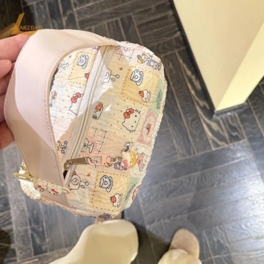 Túi Đựng Mỹ Phẩm Hello Kitty Nữ Chân Bông Nơ Dung Lớn, Dễ Thương Ngọt Ngào