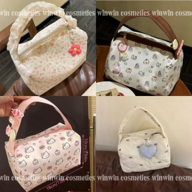 Túi Đựng Mỹ Phẩm Hello Kitty Nữ Pouch Nơ Bông Dung Lớn, Dễ Thương 35.5k