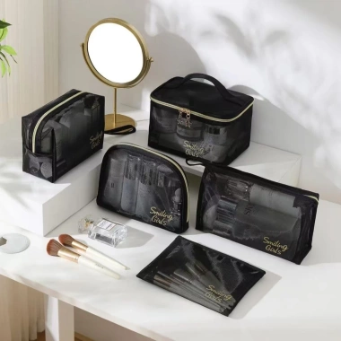 Túi đựng mỹ phẩm lưới Nylon dung tích lớn Bảo quản vệ sinh du lịch di động
