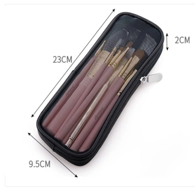 Túi đựng mỹ phẩm NETDWELL lưới du lịch, kèm bàn chải trang điểm, khóa kéo