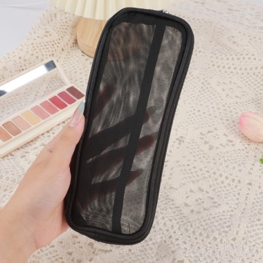 Túi đựng mỹ phẩm NETDWELL lưới du lịch, kèm bàn chải trang điểm, khóa kéo