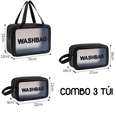 Túi đựng mỹ phẩm trong suốt chống thấm nước Washbag du lịch, giá 19.000₫