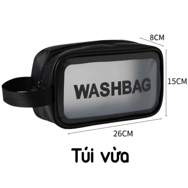 Túi đựng mỹ phẩm trong suốt chống thấm nước Washbag du lịch, giá 19.000₫