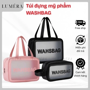 Tụi đựng mỹ phẩm WASHBAG PVC trong suốt 3 size, chống thấm nước, phong cách Hàn Quốc tiện lịch du lịch - 34.200₫