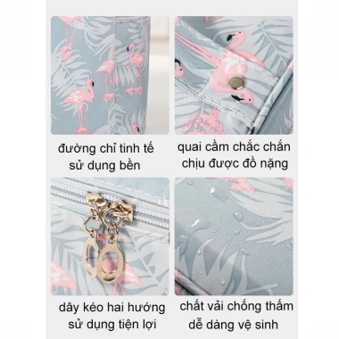 Túi đựng mỹ phẩm xách tay chống thấm nước, sức chứa lớn, họa tiết dễ thương - 55.000₫ 5
