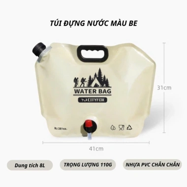 Túi đựng nước 8L gấp gọn du lịch dã ngoại - PVC bì an toàn, giá 69.000₫ 10 Túi đựng nước 8L gấp gọn du lịch dã ngoại - PVC bì an toàn, giá 69.000₫ 10