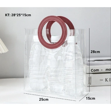 Túi đựng quà Tết PVC dẻo, quai da sang trọng - Giỏ Noel trong suốt, đựng hoa, gấu, quà tặng - Giá chỉ 19.000đ