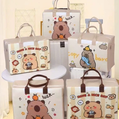 Túi đựng quần áo cỡ lớn vải nỉ hoạ tiết hoạt hình dễ thương cho nữ - Giá 49.999đ