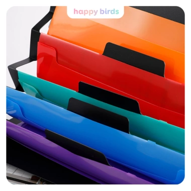 Túi đựng tài liệu treo tường Happy Birds, bìa A4 nhiều ngăn, kẹp giấy, gập lại tiện lợi 97.000₫