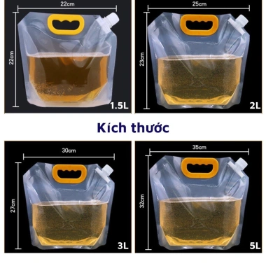 Túi đựng thực phẩm PET trong suốt, tay cầm, nút vặn kín bảo quản ngũ cốc, hạt, gạo, dầu dấm - Giá 15.000 VND
