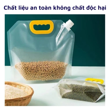 Túi đựng thực phẩm PET trong suốt, tay cầm, nút vặn kín bảo quản ngũ cốc, hạt, gạo, dầu dấm - Giá 15.000 VND