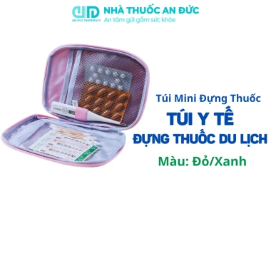 Tụi đựng thuốc mini đa ngàn An Đức, nhỏ gọn, 2 màu Đỏ Xanh, phù hợp du lịch y tế, giả ưu đãi 35.000 VND