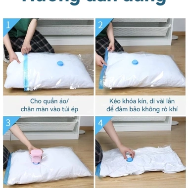 Túi ép chân không không rò 100% bảo quản chăn áo, hộp quần áo - 9.000đ 7