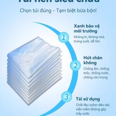 Túi ép chân không không rò 100% bảo quản chăn áo, hộp quần áo - 9.000đ 8