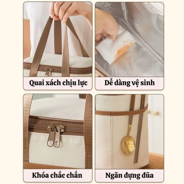Túi Giữ Nhiệt Đựng Cơm MEAL BAG Cao Cấp Vải Oxford Chống Thấm Nước, Tiện Lợi 4