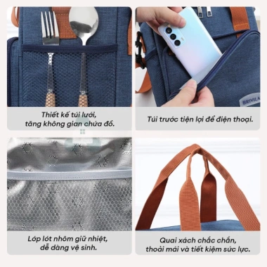 Túi Giữ Nhiệt Đựng Cơm Tích Lớn, Ngăn Thấm Nước, Giao Đồ Ăn, Du Lịch - 131k