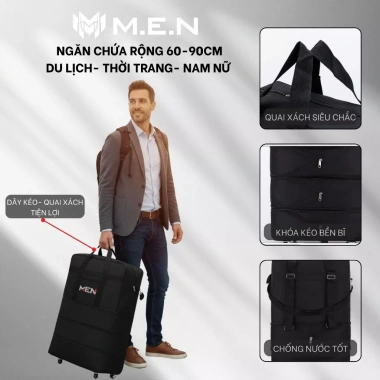 Túi Hành Lý Gập Lại 5 Bánh Xe, Ngăn Kéo 3 Size M.E.N cho Công Tác Du Lịch