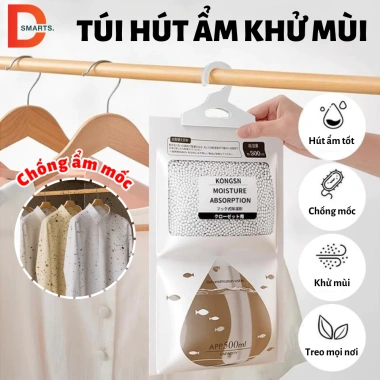 Túi hút ẩm 2 ngăn, chống mốc nồm, móc treo tủ quần áo & giày - 9.000đ