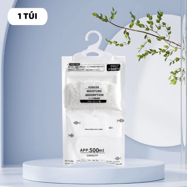 Túi hút ẩm 2 ngăn, chống mốc nồm, móc treo tủ quần áo & giày - 9.000đ