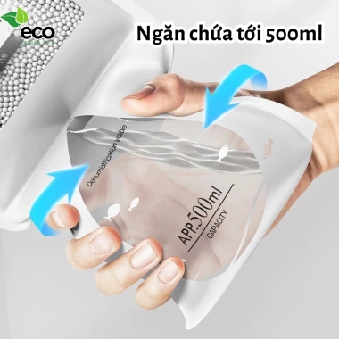 Túi hút ẩm 2 ngăn ECO, chống mốc, ẩm, có móc treo tủ quần áo, giày - Giá 9.200₫