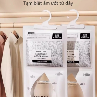 Túi Hút Ẩm Khử Mùi ICON 2 Ngăn Siêu Thấm, Móc Treo, Chống Mốc Cho Tủ Quần Áo
