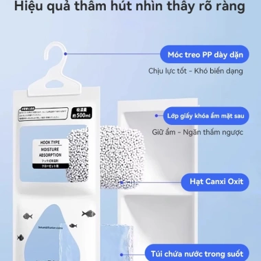 Túi Hút Ẩm Khử Mùi ICON 2 Ngăn Siêu Thấm, Móc Treo, Chống Mốc Cho Tủ Quần Áo