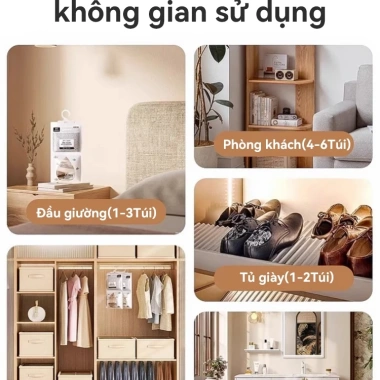 Túi Hút Ẩm Khử Mùi ICON 2 Ngăn Siêu Thấm, Móc Treo, Chống Mốc Cho Tủ Quần Áo