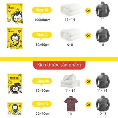 Túi hút chân không bảo quản quần áo, chăn màn - Tiết kiệm chỗ, giá 18.868 VND 6