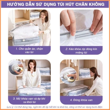 Túi hút chân không đa năng đựng quần áo và chăn màn, khóa zip kín khí - Tiết kiệm không gian, giá 12.979 VND