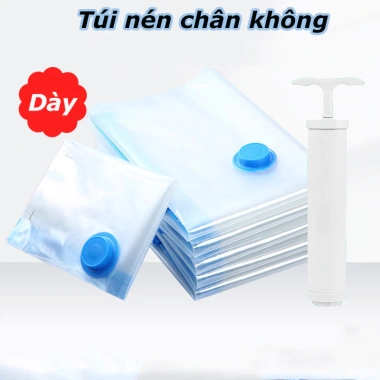 Túi hút chân không dày dặn - Đựng quần áo, chăn gối, chống ẩm, tiết kiệm không gian, ngăn bụi, tái sử dụng
