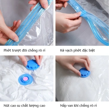 Túi hút chân không dày dặn - Đựng quần áo, chăn gối, chống ẩm, tiết kiệm không gian, ngăn bụi, tái sử dụng