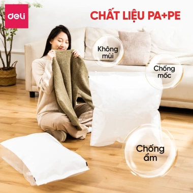 Túi Hút Chân Không Deli Siêu Lớn - Bảo Quản Quần Áo Du Lịch, Chăn, Áo Khoác, Gối - 35.000₫