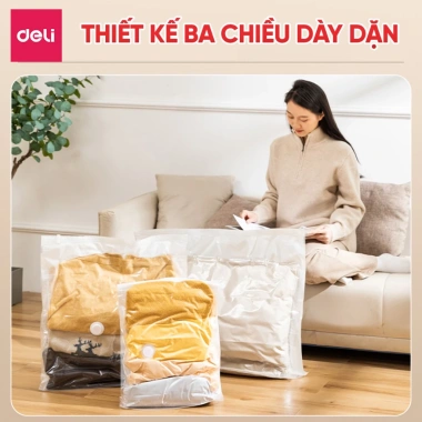 Túi Hút Chân Không Deli Siêu Lớn - Bảo Quản Quần Áo Du Lịch, Chăn, Áo Khoác, Gối - 35.000₫