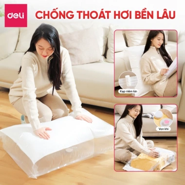 Túi Hút Chân Không Deli Siêu Lớn - Bảo Quản Quần Áo Du Lịch, Chăn, Áo Khoác, Gối - 35.000₫
