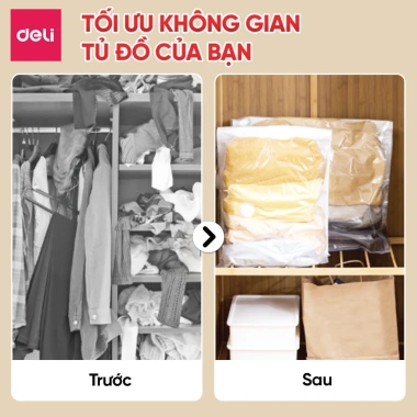 Túi Hút Chân Không Deli Siêu Lớn - Bảo Quản Quần Áo Du Lịch, Chăn, Áo Khoác, Gối - 35.000₫