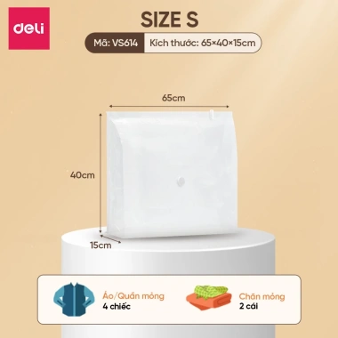 Túi Hút Chân Không Deli Siêu Lớn - Bảo Quản Quần Áo Du Lịch, Chăn, Áo Khoác, Gối - 35.000₫